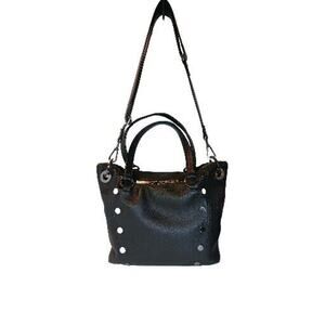 Hammitt Daniel Medium Leather Satchel Bag - Black Gun Metal Shoulder Handbag
